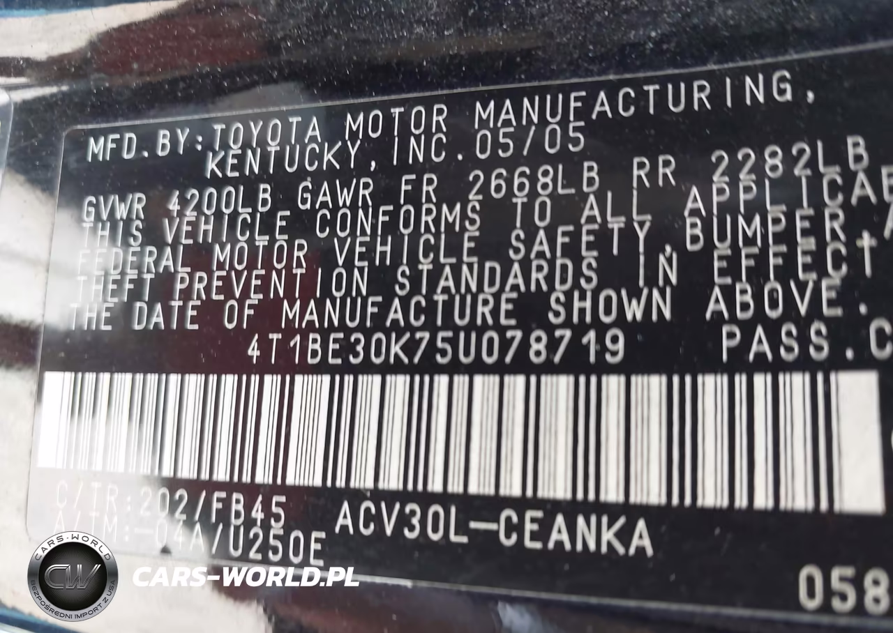 2005 Toyota Camry Le-Se-Xle VIN:4T1BE30K75U078719 - 9
