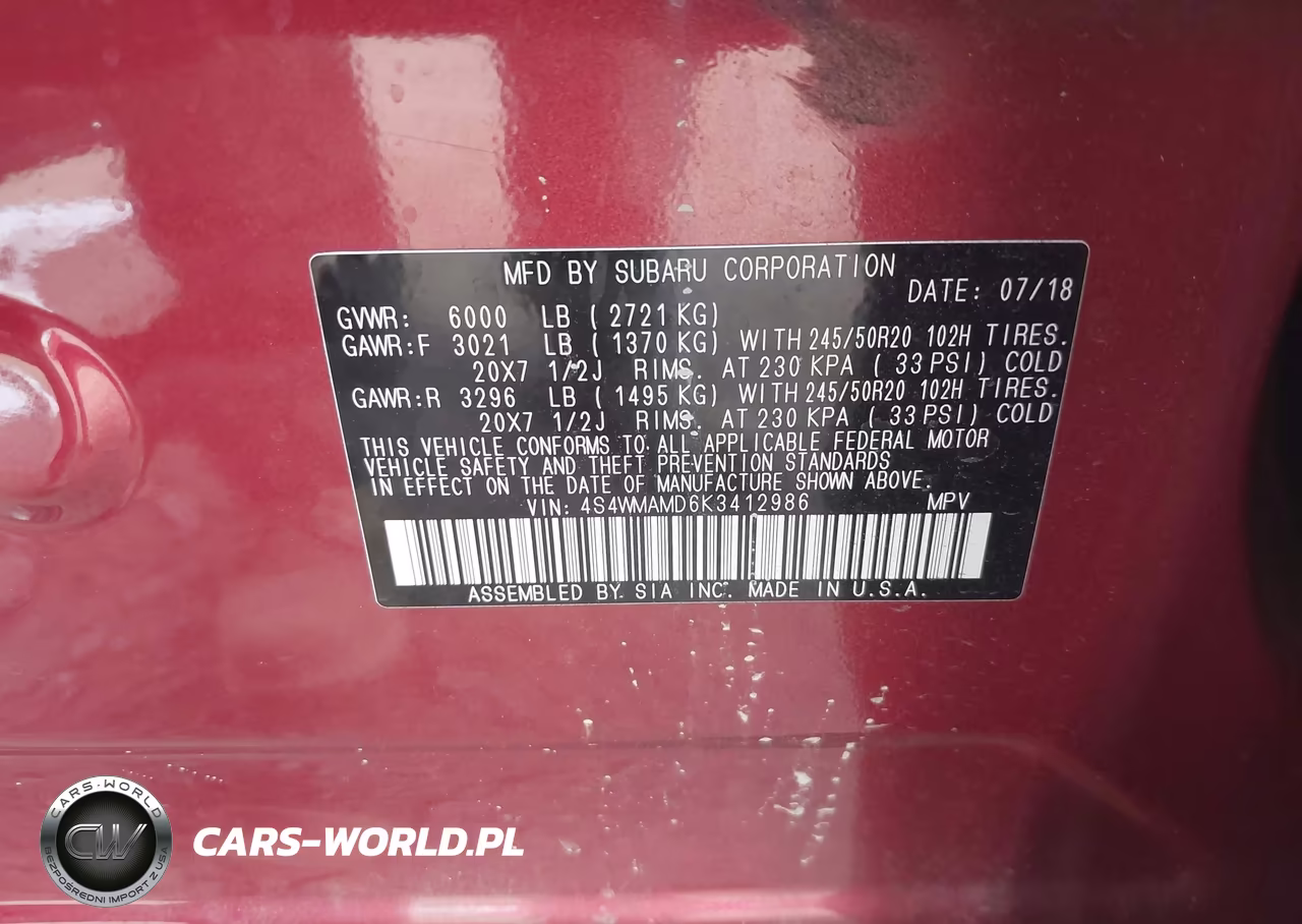 2019 Subaru Ascent Limited VIN:4S4WMAMD6K3412986 - 9