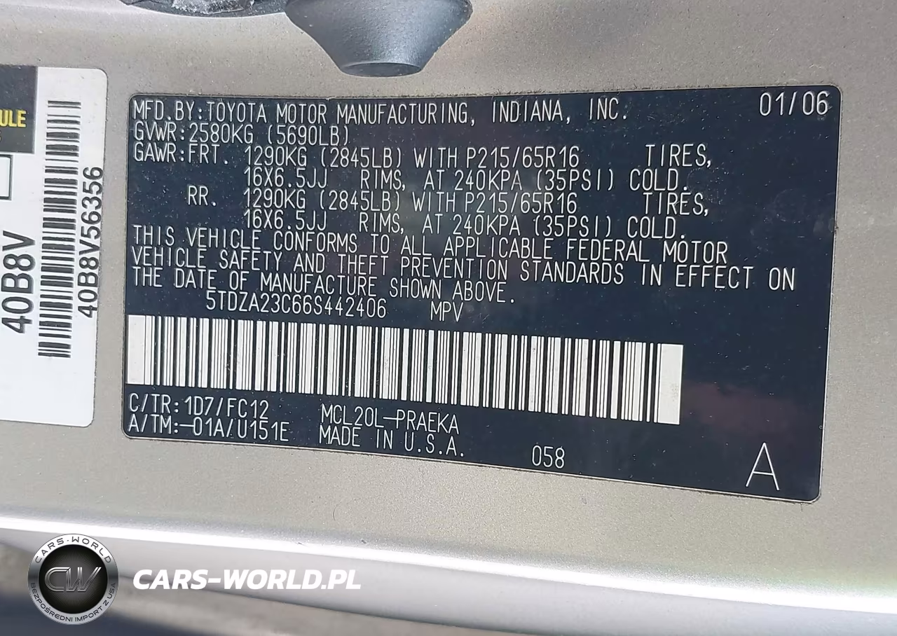 2006 Toyota Sienna Le VIN:5TDZA23C66S442406 - 9