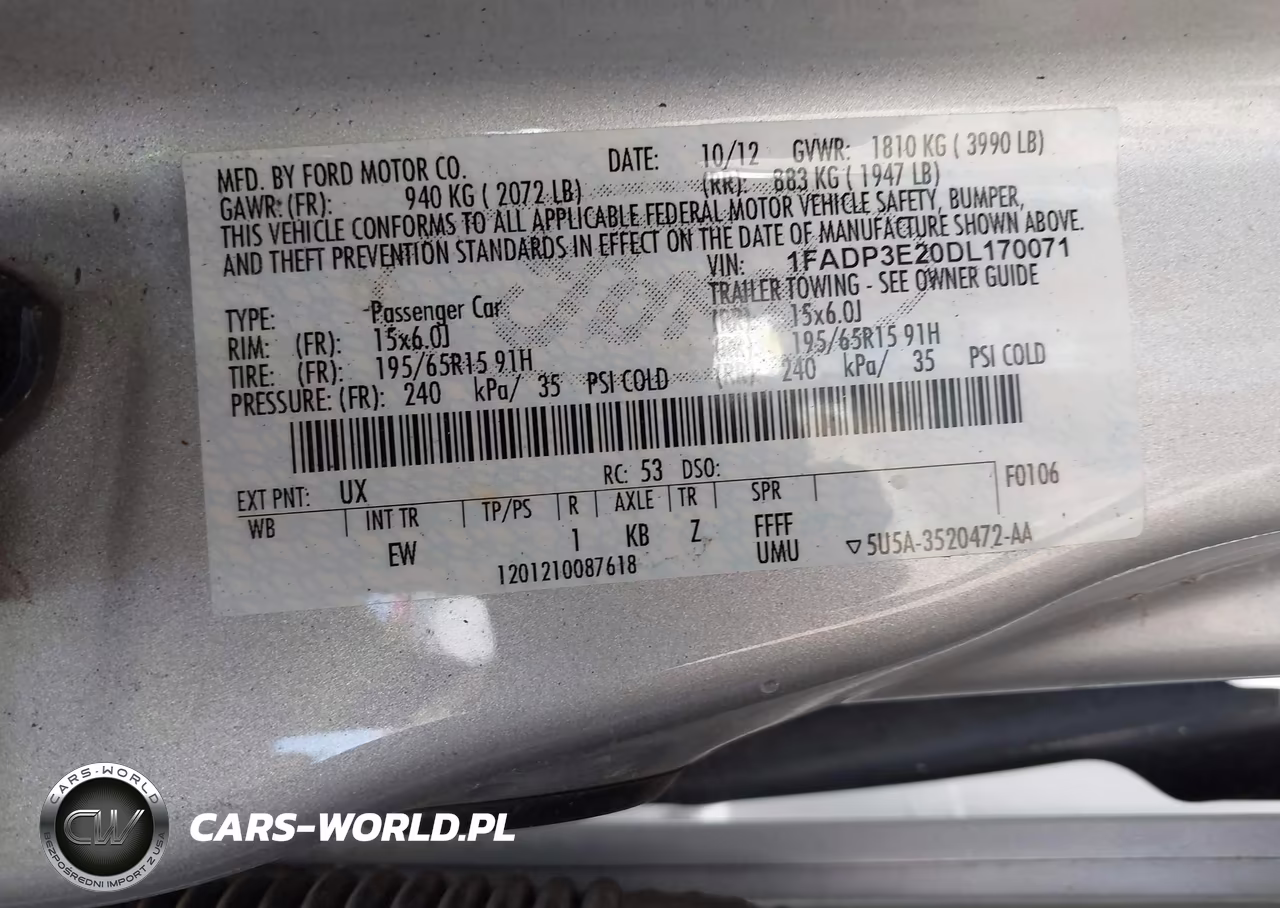 2013 Ford Focus VIN:1FADP3E20DL170071 - 9