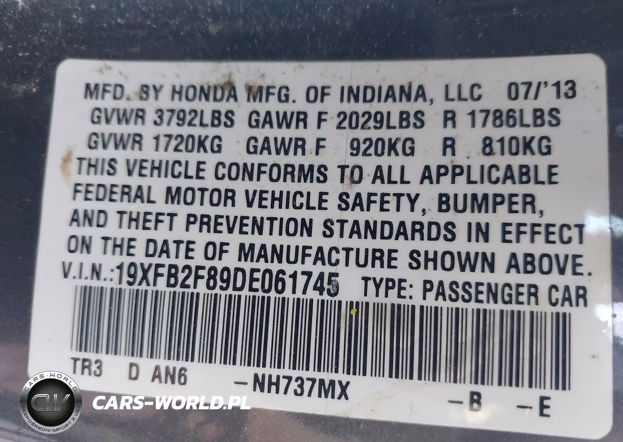 2013 Honda Civic Ex VIN:19XFB2F89DE061745 - 9