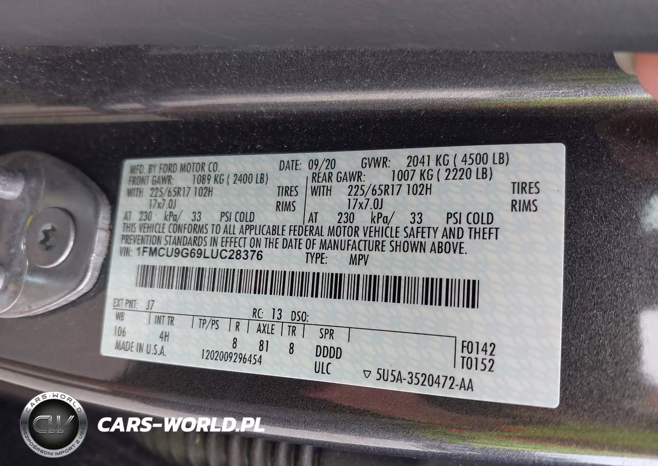 2020 Ford Escape Se VIN:1FMCU9G69LUC28376 - 9