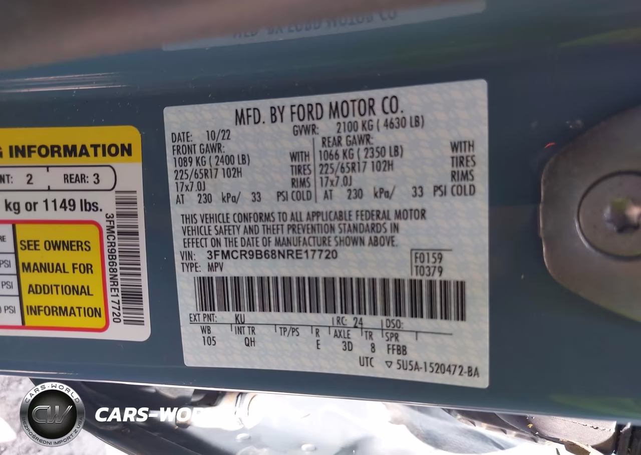 2022 Ford Bronco Sport Big Bend VIN:3FMCR9B68NRE17720 - 9