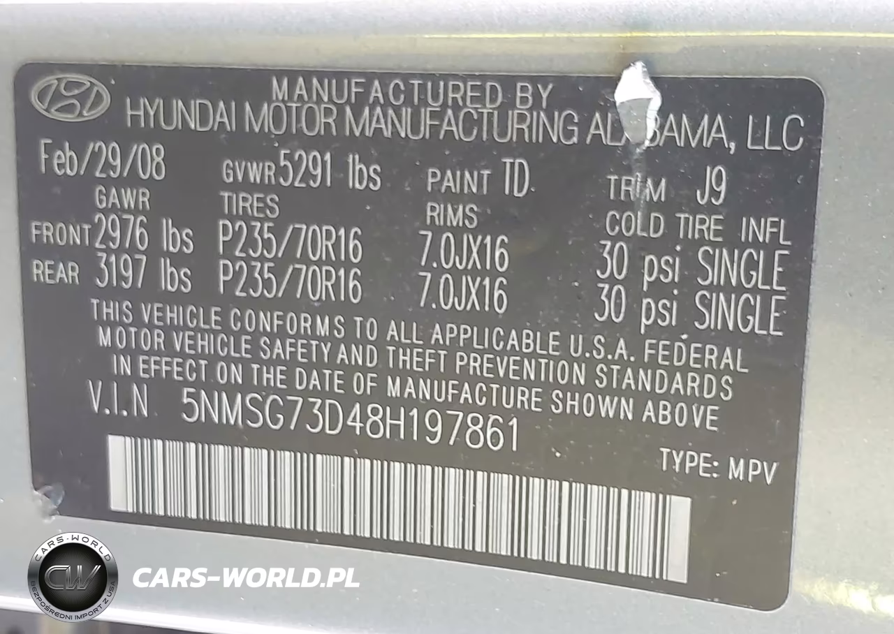 2008 Hyundai Santa Fe Gls VIN:5NMSG73D48H197861 - 9