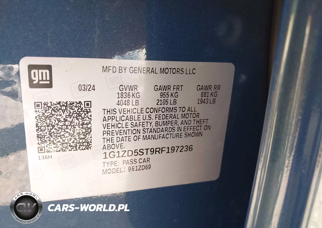 2024 Chevrolet Malibu Fwd 1Lt VIN:1G1ZD5ST9RF197236 - 9