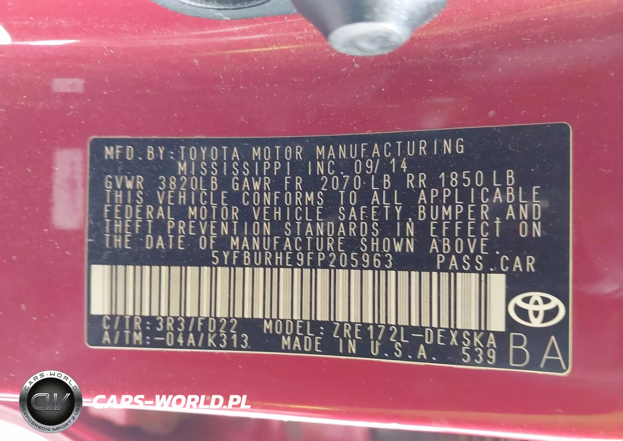 2015 Toyota Corolla S Plus VIN:5YFBURHE9FP205963 - 9