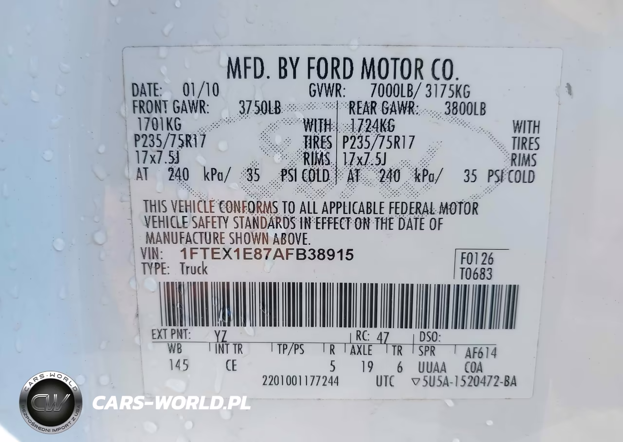 2010 Ford F-150 Xl VIN:1FTEX1E87AFB38915 - 9