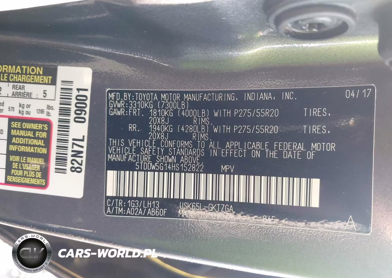 2017 Toyota Sequoia Platinum VIN:5TDDW5G14HS152822 - 9