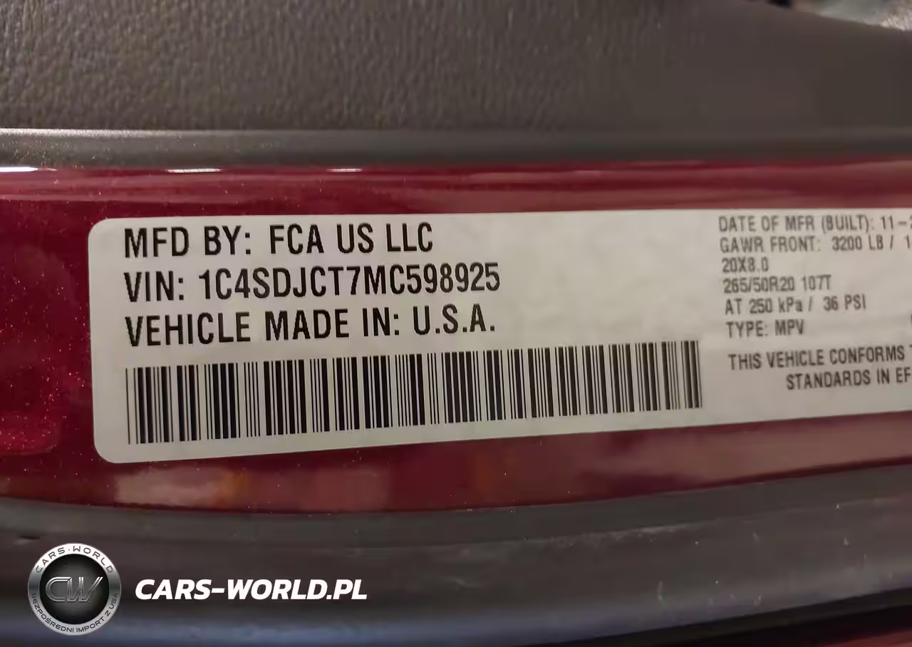 2021 Dodge Durango R-T Awd VIN:1C4SDJCT7MC598925 - 9
