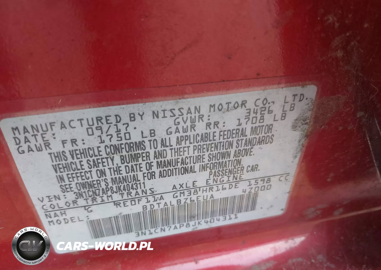 2018 Nissan Versa 1.6 Sv VIN:3N1CN7AP8JK404311 - 9