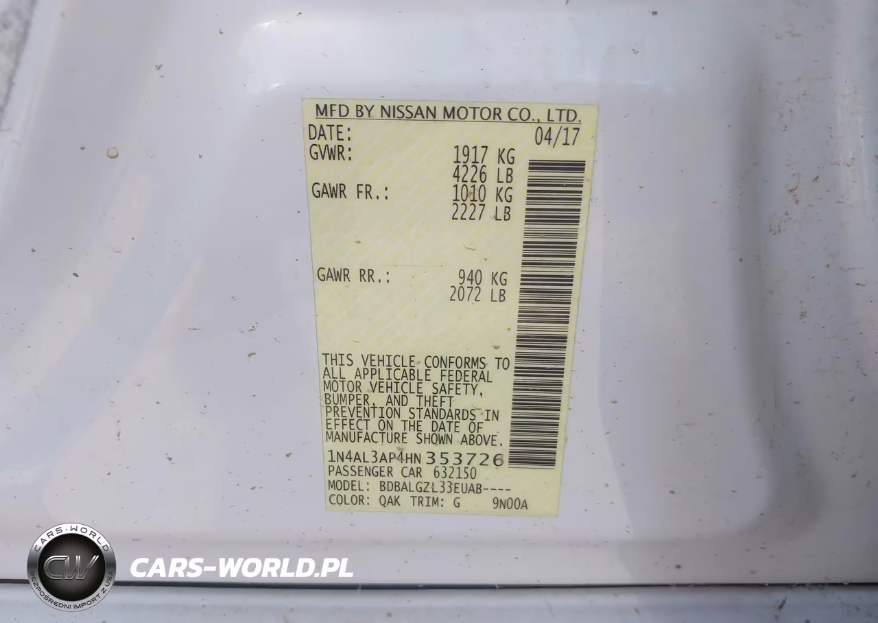 2017 Nissan Altima 2.5 S VIN:1N4AL3AP4HN353726 - 9