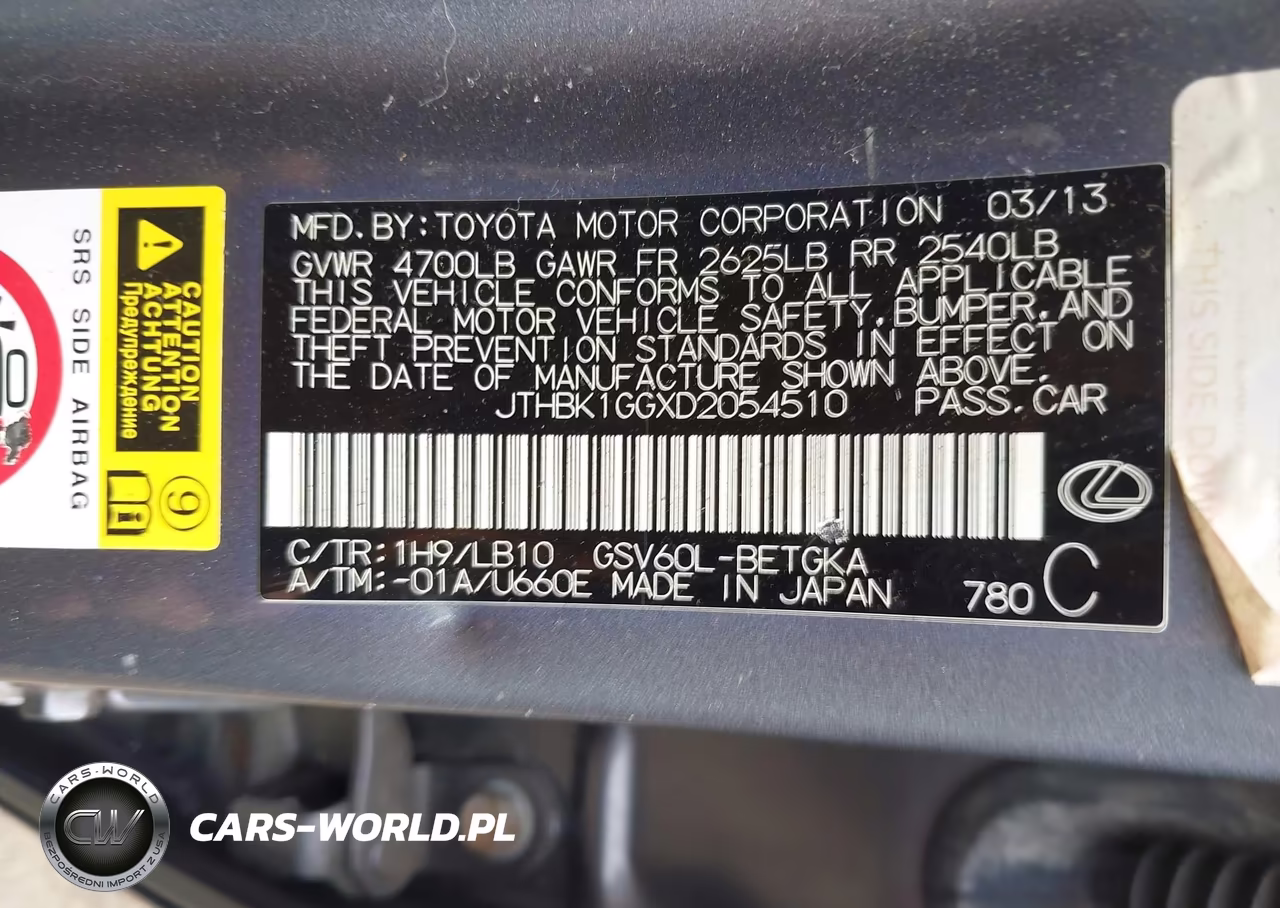 2013 Lexus Es 350 VIN:JTHBK1GGXD2054510 - 9