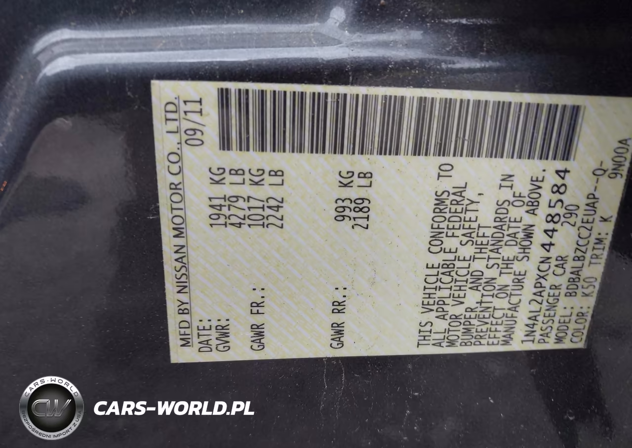 2012 Nissan Altima 2.5 S VIN:1N4AL2APXCN448584 - 9