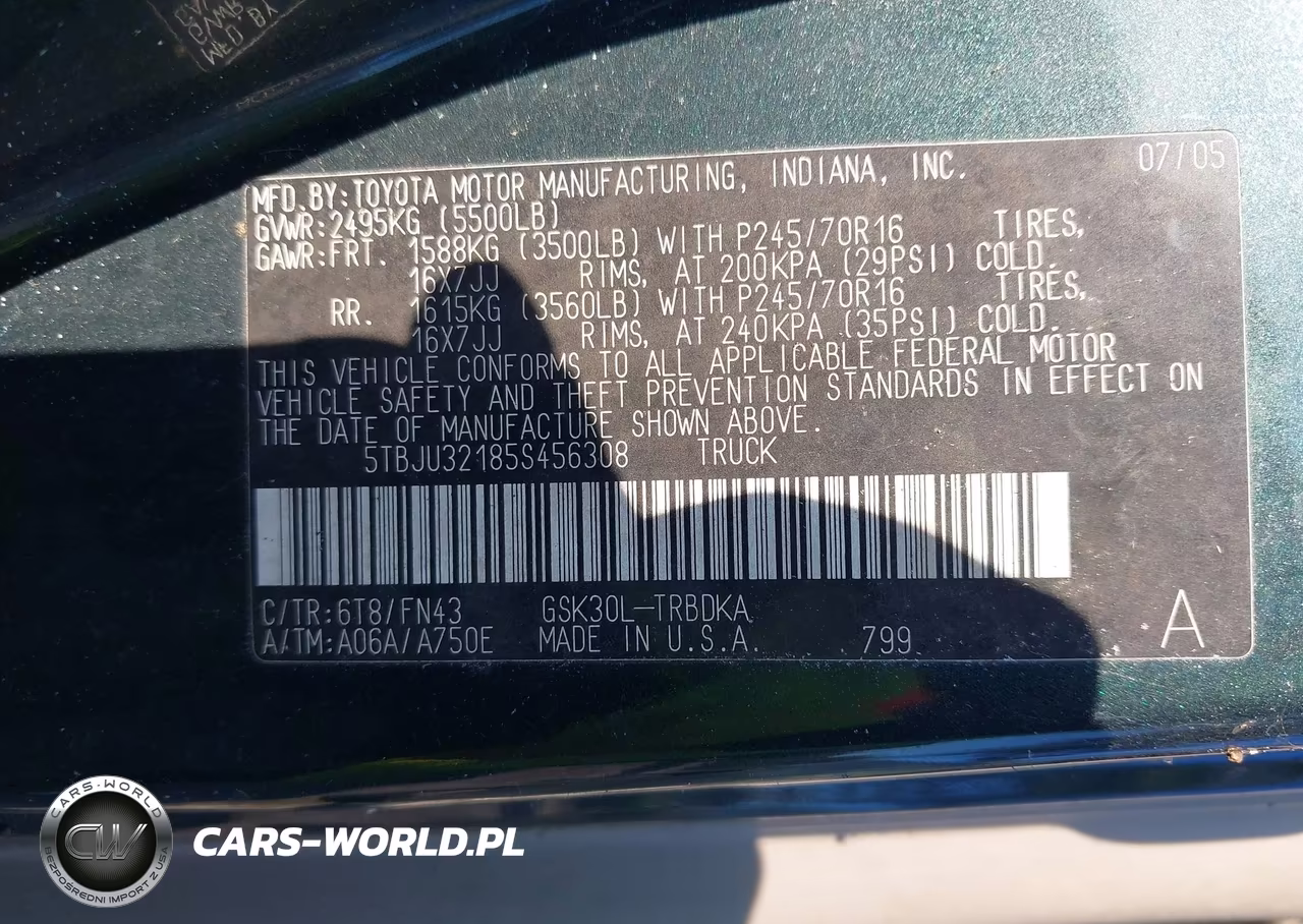 2005 Toyota Tundra VIN:5TBJU32185S456308 - 9