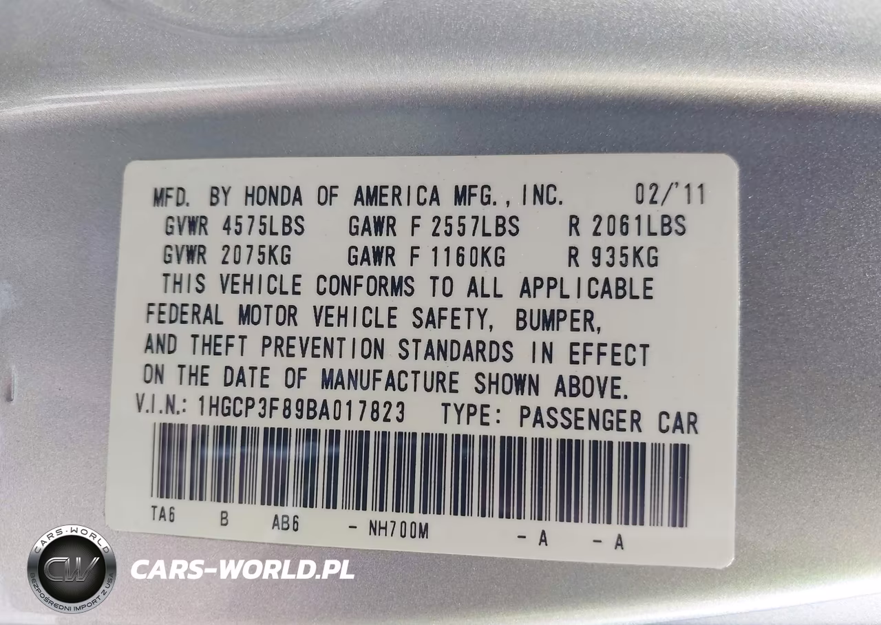 2011 Honda Accord 3.5 Ex-L VIN:1HGCP3F89BA017823 - 9