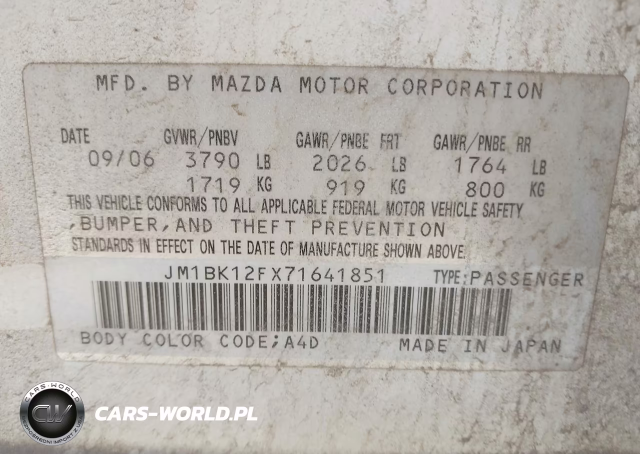 2007 Mazda Mazda3 I VIN:JM1BK12FX71641851 - 9