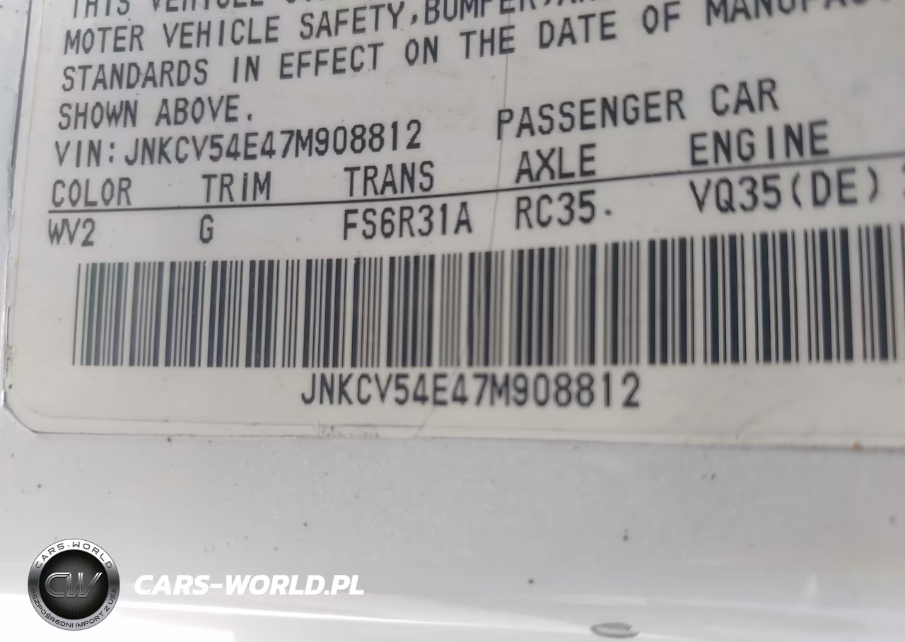 2007 Infiniti G35 VIN:JNKCV54E47M908812 - 9