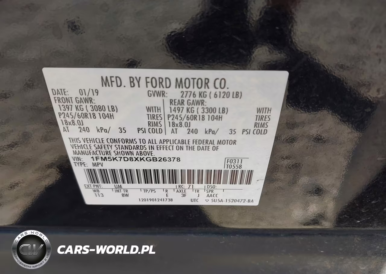 2019 Ford Explorer Xlt VIN:1FM5K7D8XKGB26378 - 9