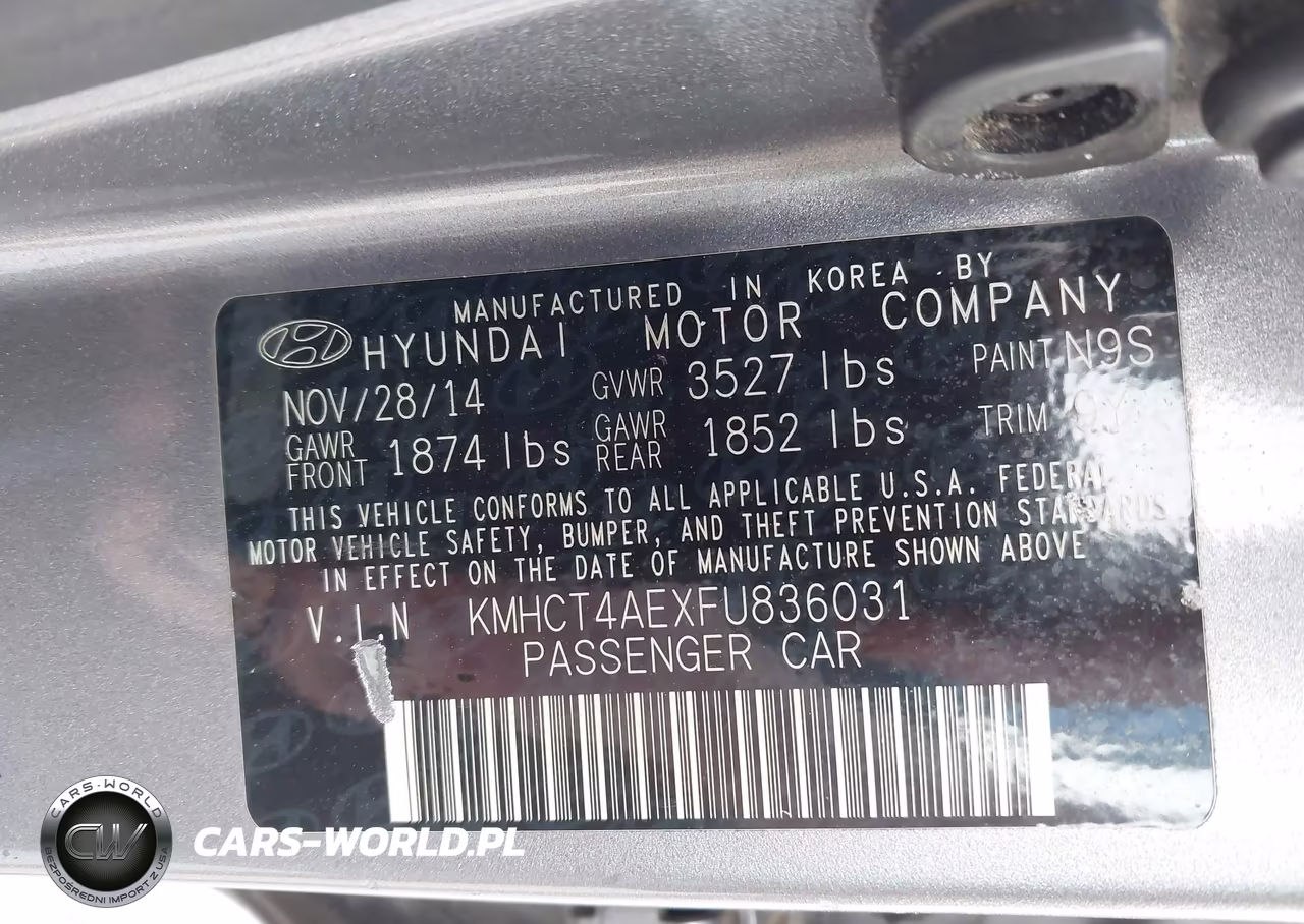 2015 Hyundai Accent Gls VIN:KMHCT4AEXFU836031 - 9