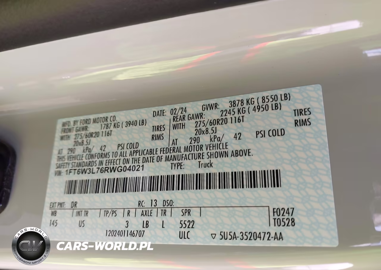 2024 Ford F-150 Lightning Flash VIN:1FT6W3L76RWG04021 - 8