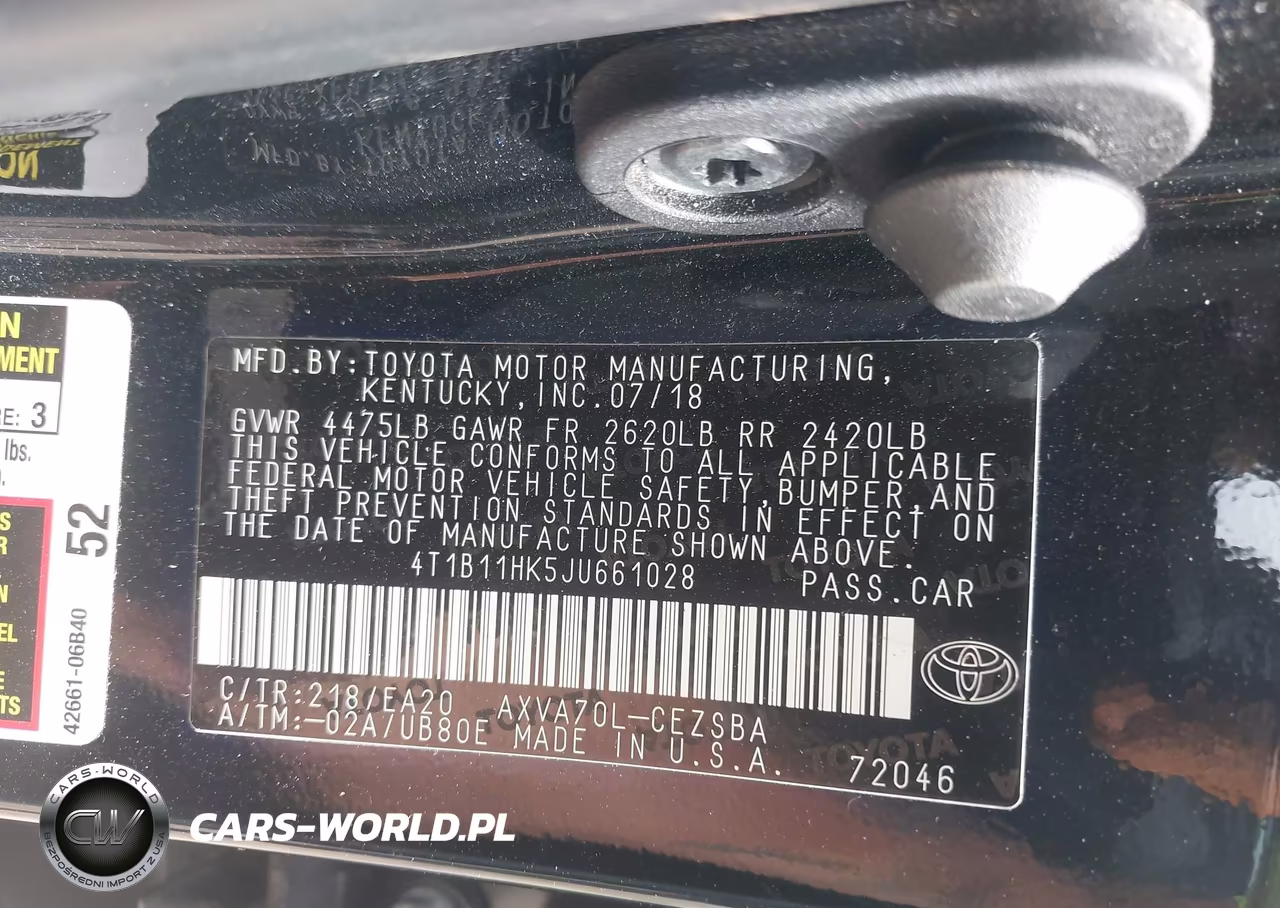 2018 Toyota Camry Se VIN:4T1B11HK5JU661028 - 9