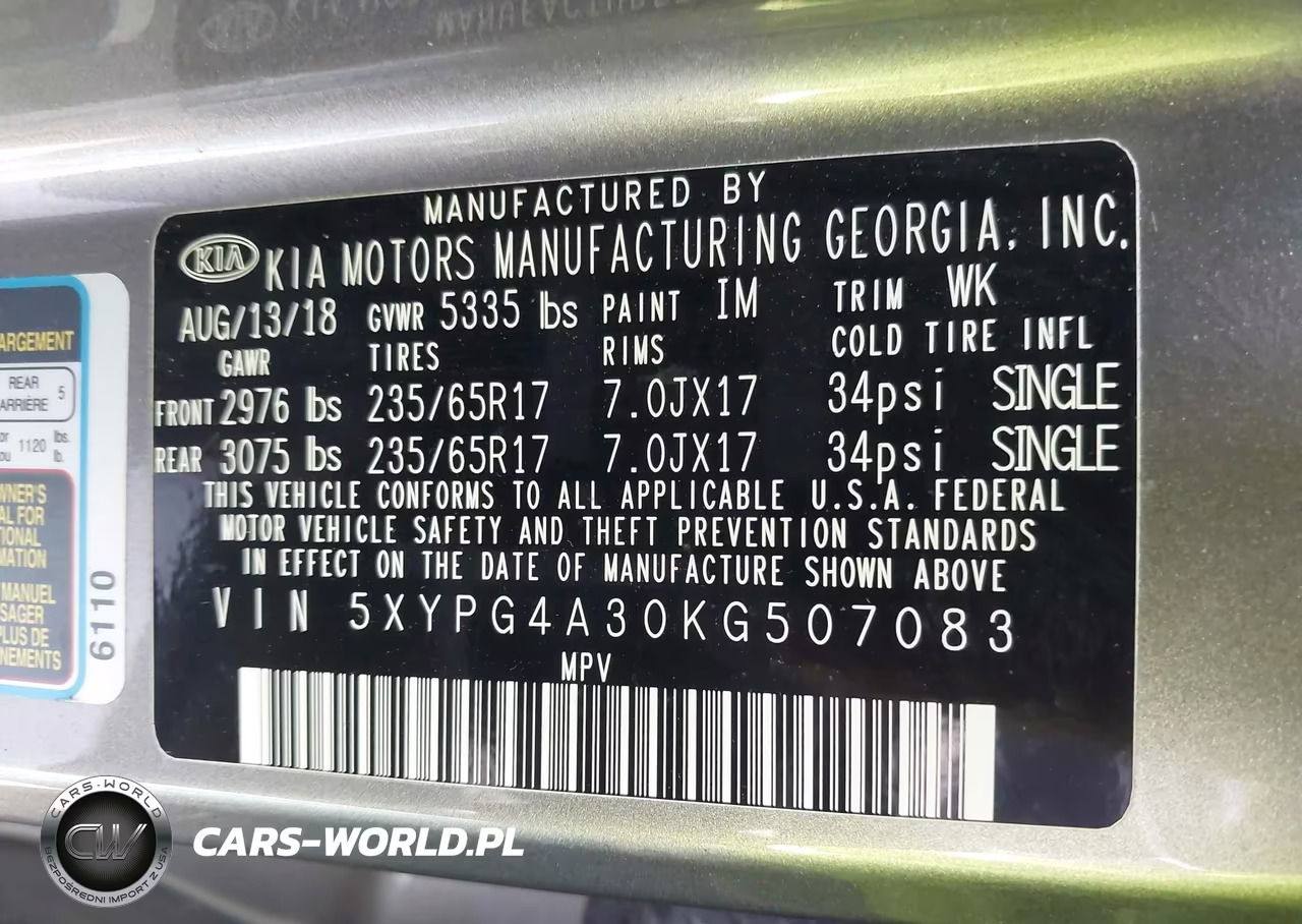 2019 Kia Sorento 2.4L L VIN:5XYPG4A30KG507083 - 9