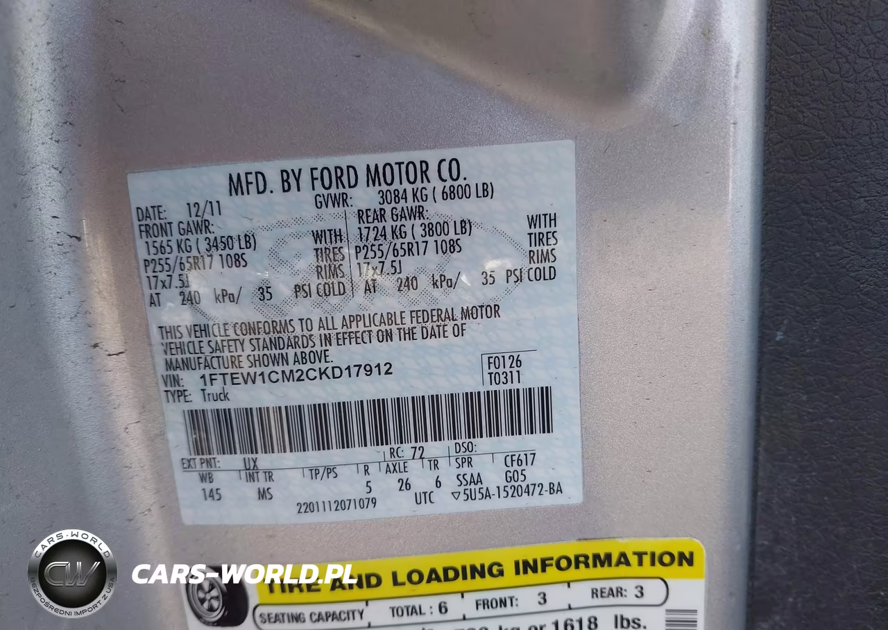 2012 Ford F-150 Xlt VIN:1FTEW1CM2CKD17912 - 9