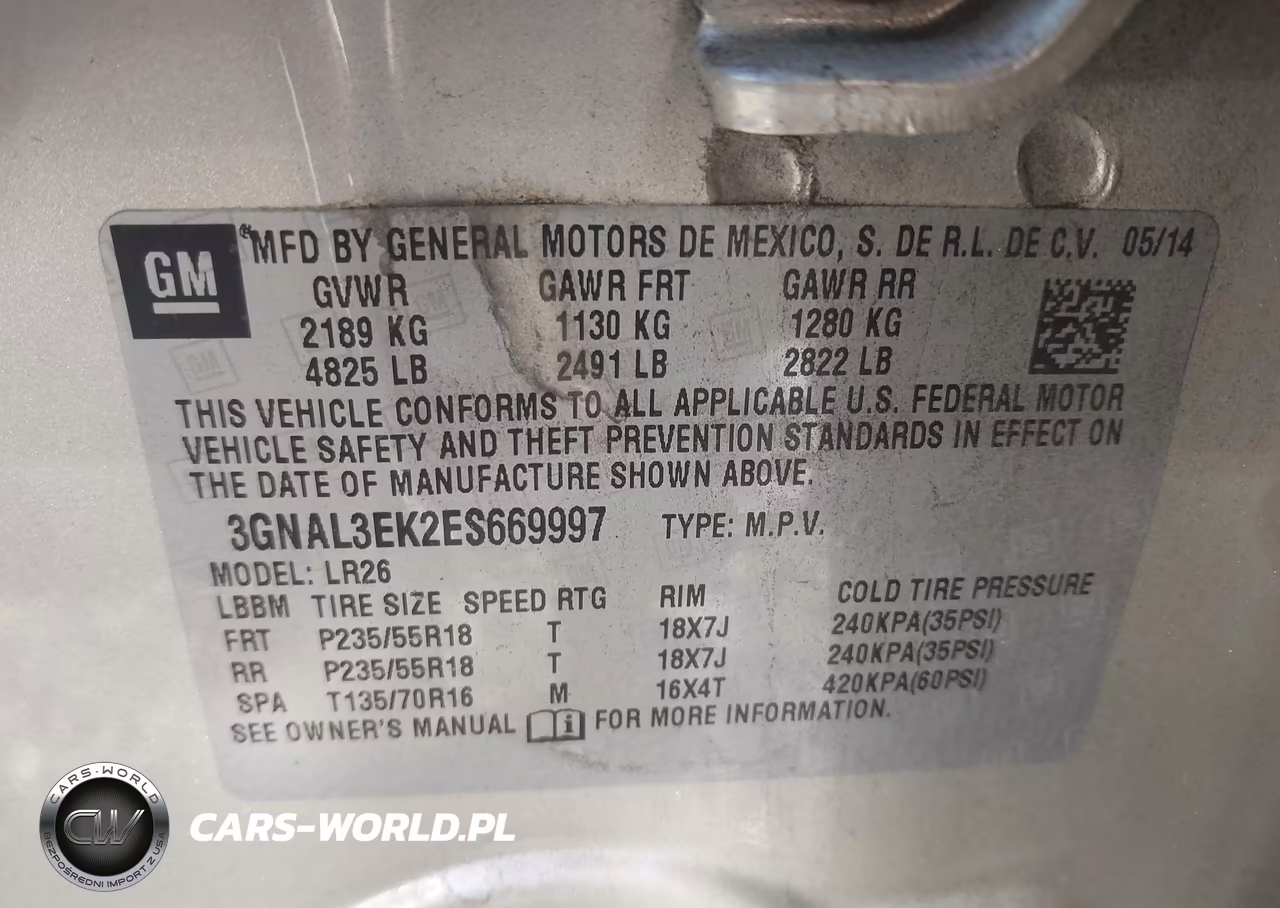 2014 Chevrolet Captiva Sport Lt VIN:3GNAL3EK2ES669997 - 9