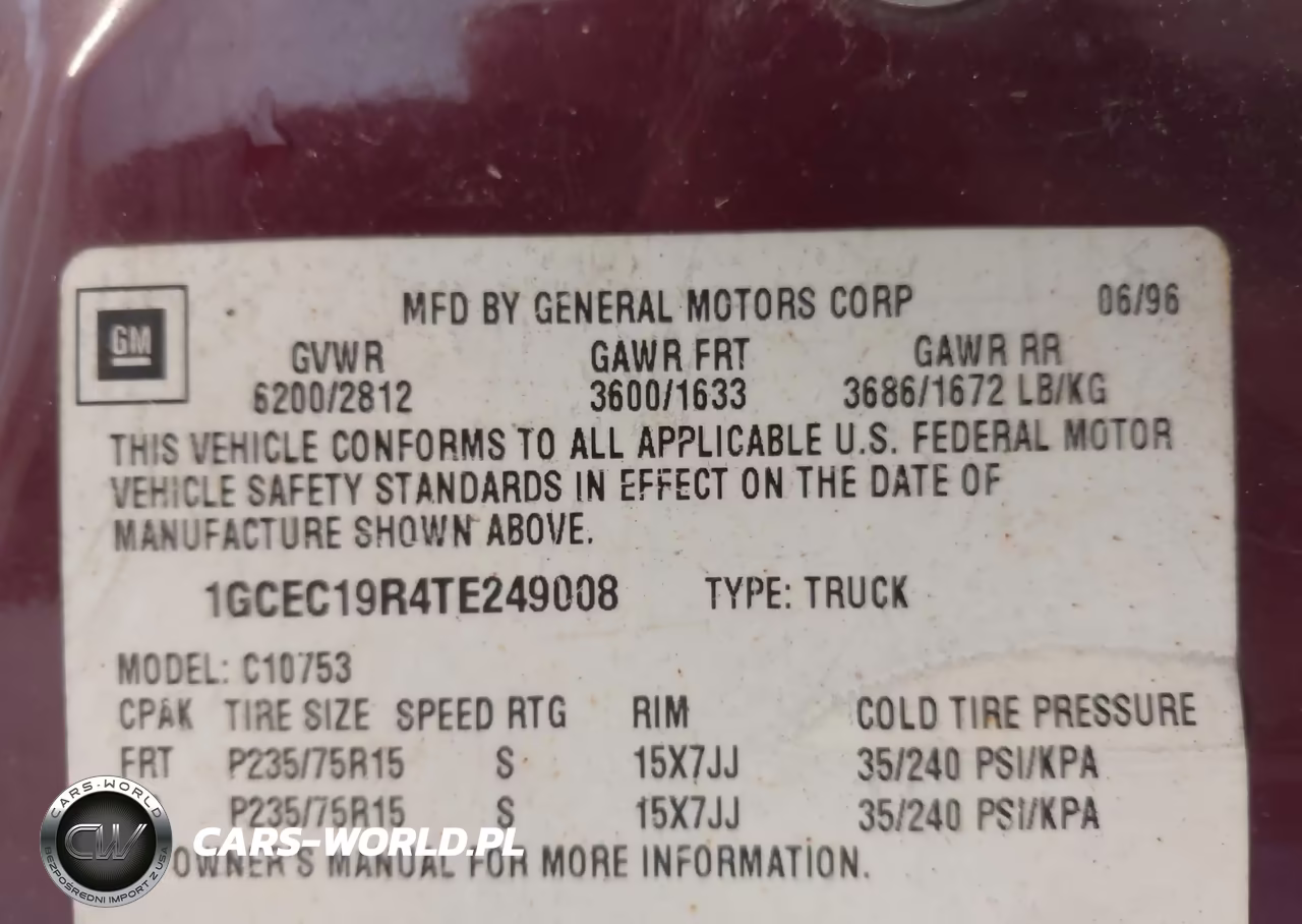 1996 Chevrolet Gmt-400 C1500 VIN:1GCEC19R4TE249008 - 9