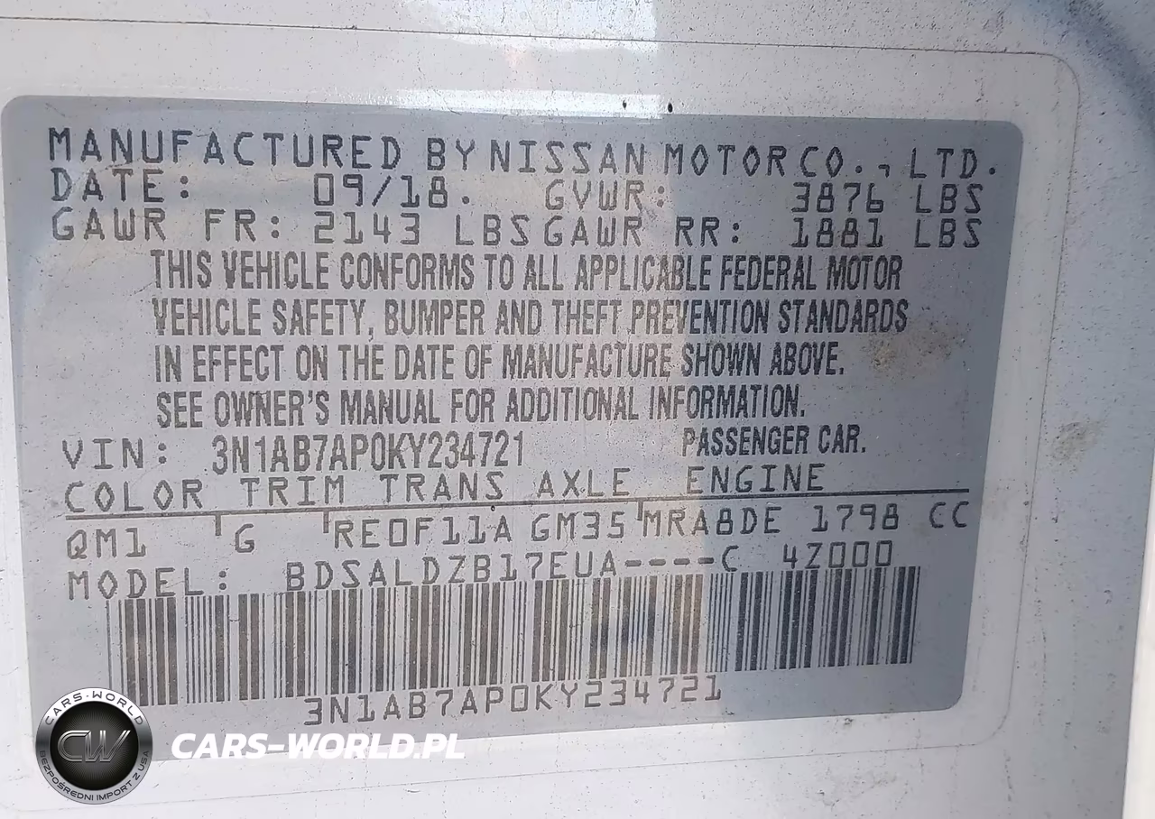 2019 Nissan Sentra Sv VIN:3N1AB7AP0KY234721 - 9