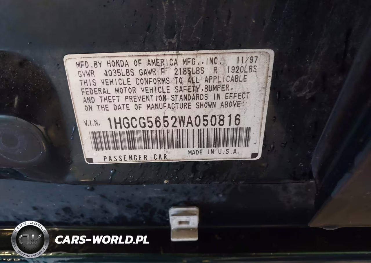 1998 Honda Accord Ex VIN:1HGCG5652WA050816 - 9