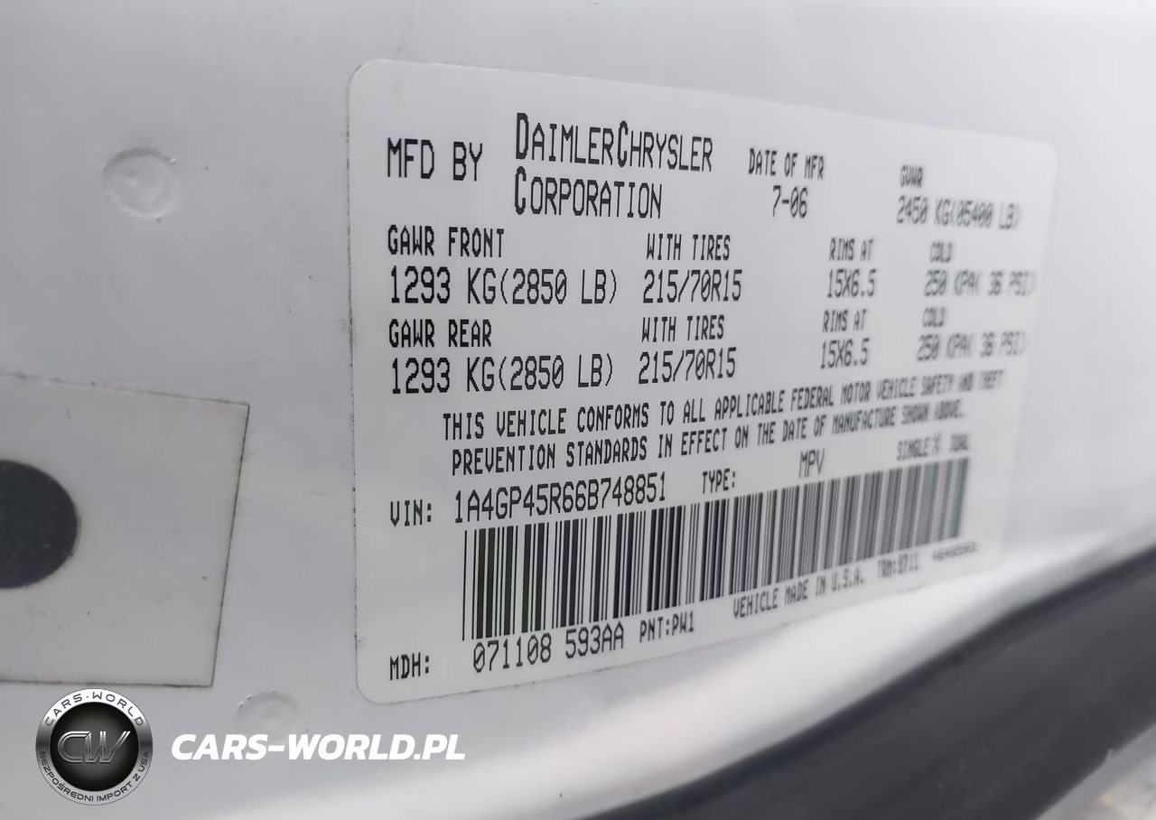 2006 Chrysler Town & Country VIN:1A4GP45R66B748851 - 9