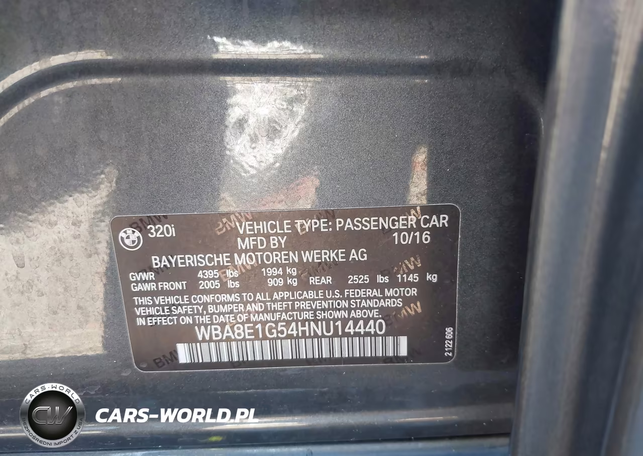 2017 BMW 320I VIN:WBA8E1G54HNU14440 - 9