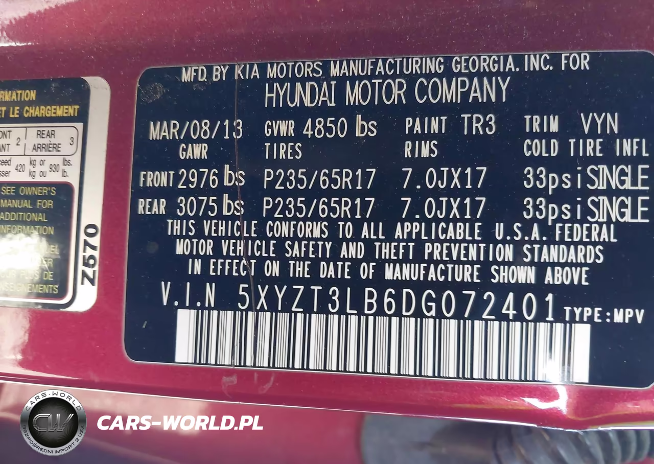 2013 Hyundai Santa Fe Sport VIN:5XYZT3LB6DG072401 - 9