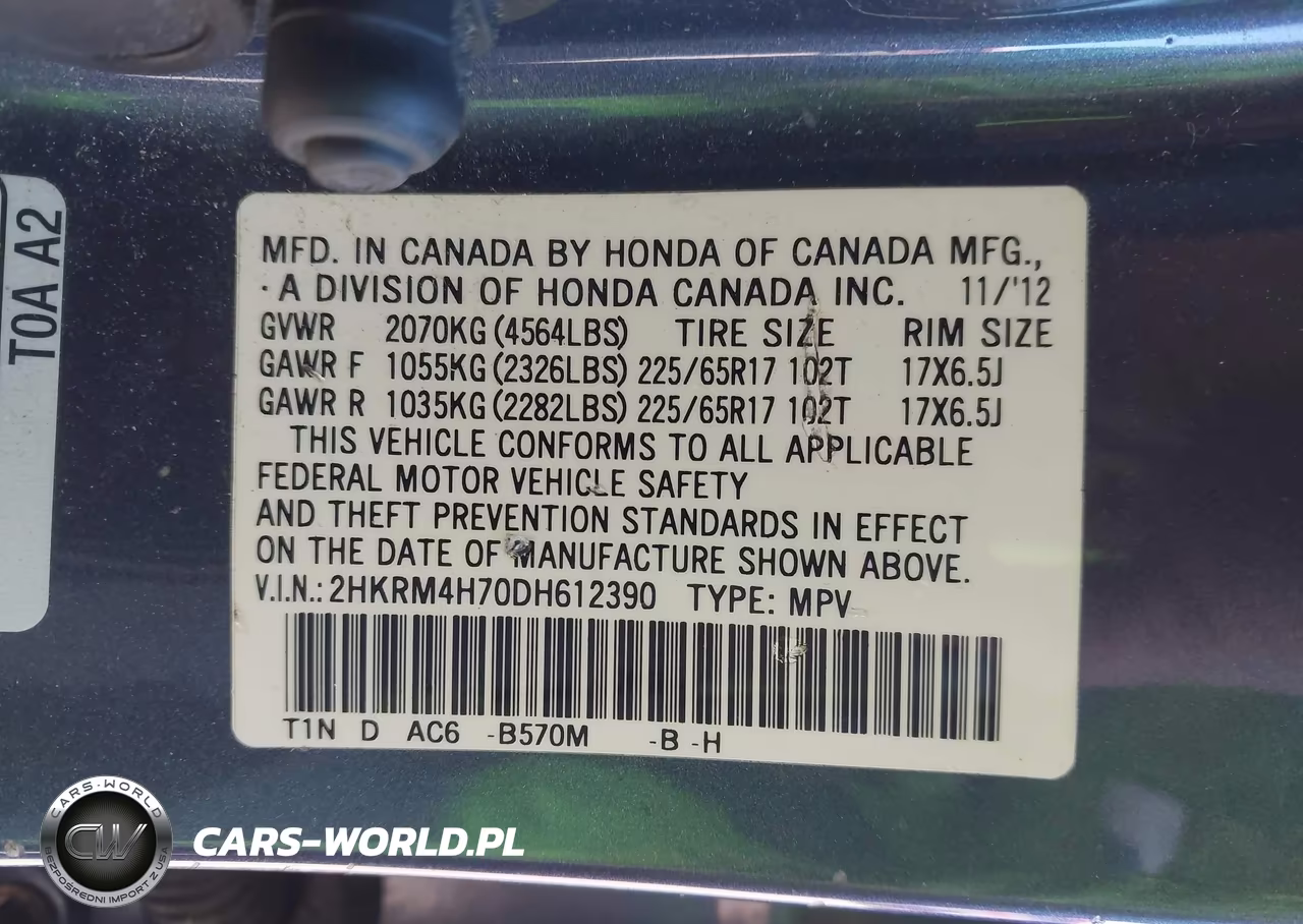2013 Honda Cr-V Ex-L VIN:2HKRM4H70DH612390 - 9