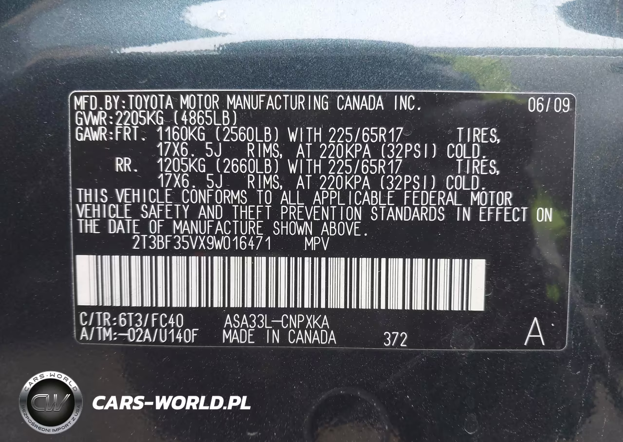 2009 Toyota Rav4 VIN:2T3BF35VX9W016471 - 9