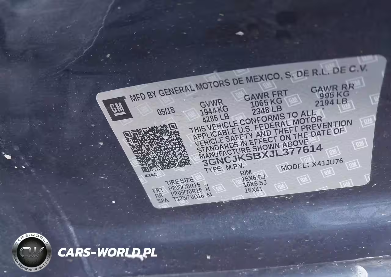 2018 Chevrolet Trax Ls VIN:3GNCJKSBXJL377614 - 9