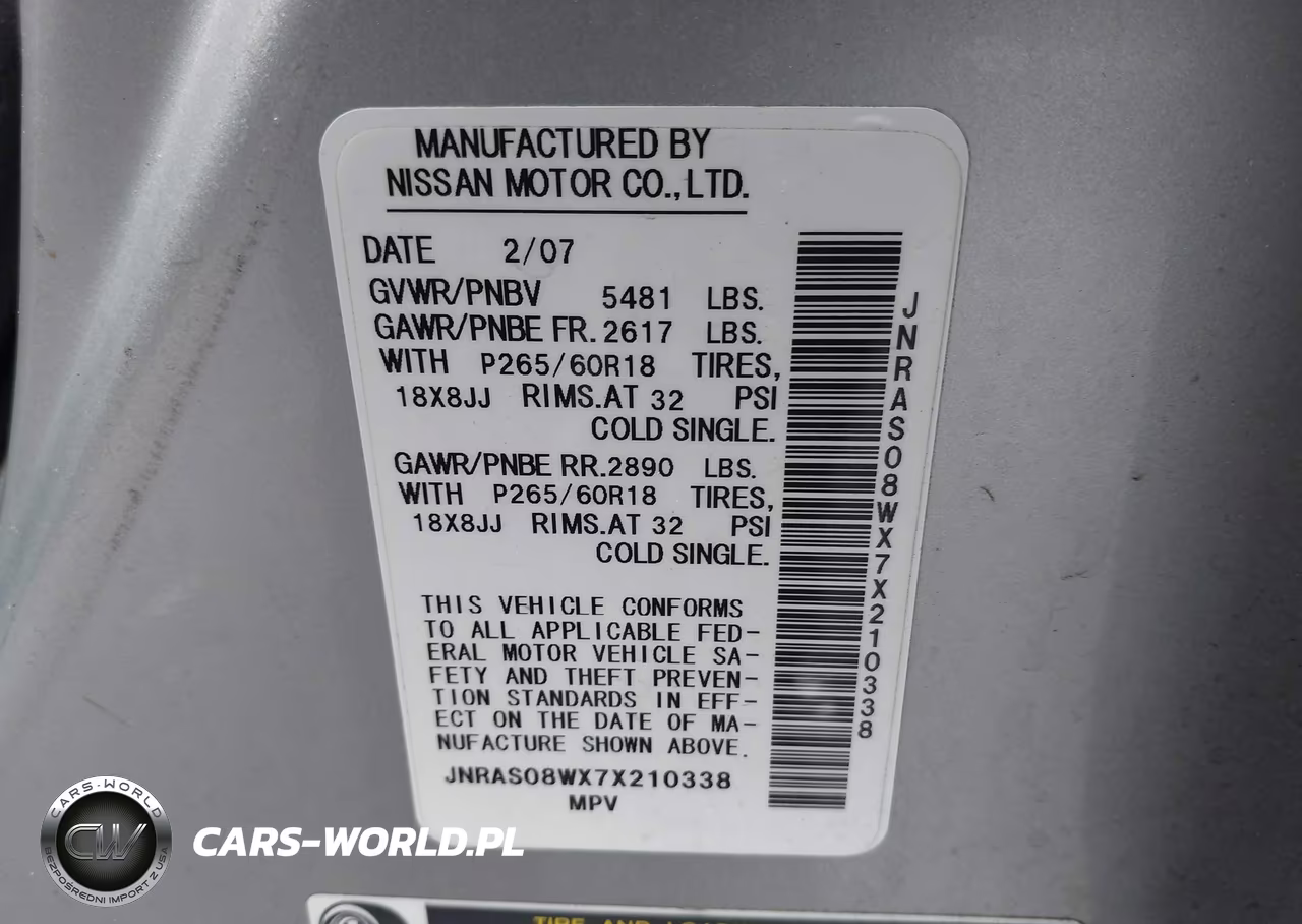 2007 Infiniti Fx35 VIN:JNRAS08WX7X210338 - 9