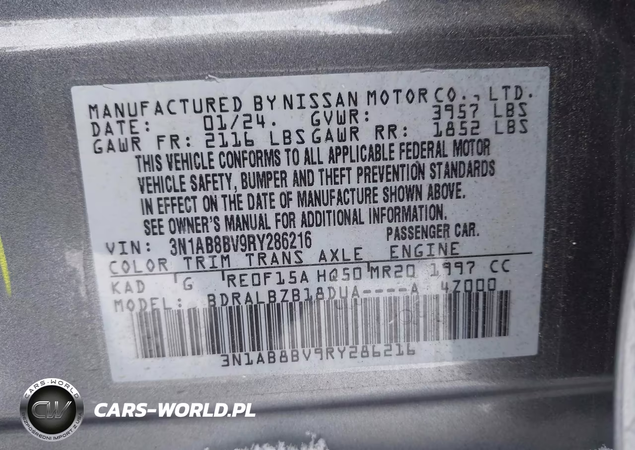 2024 Nissan Sentra S Xtronic Cvt VIN:3N1AB8BV9RY286216 - 9