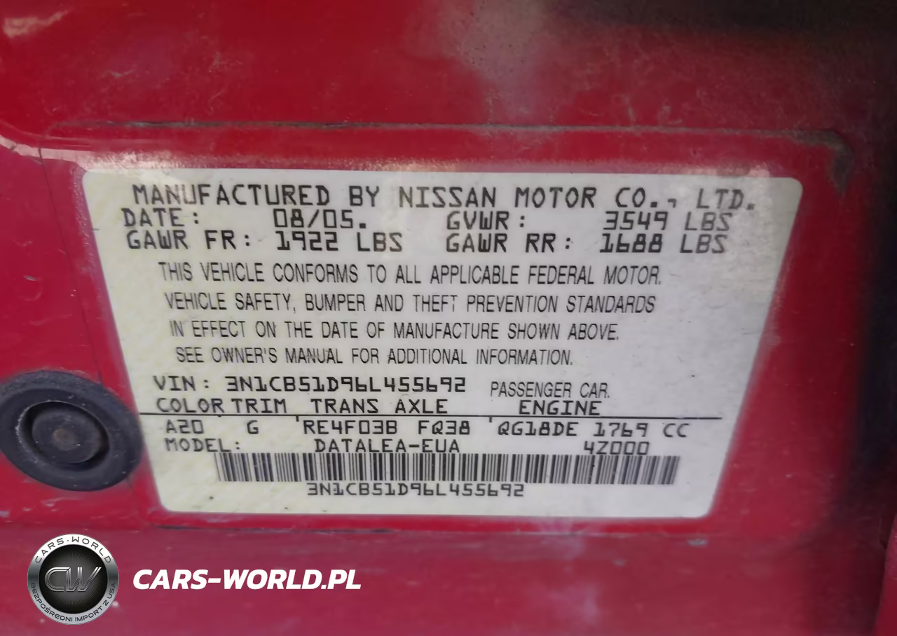 2006 Nissan Sentra 1.8S VIN:3N1CB51D96L455692 - 9