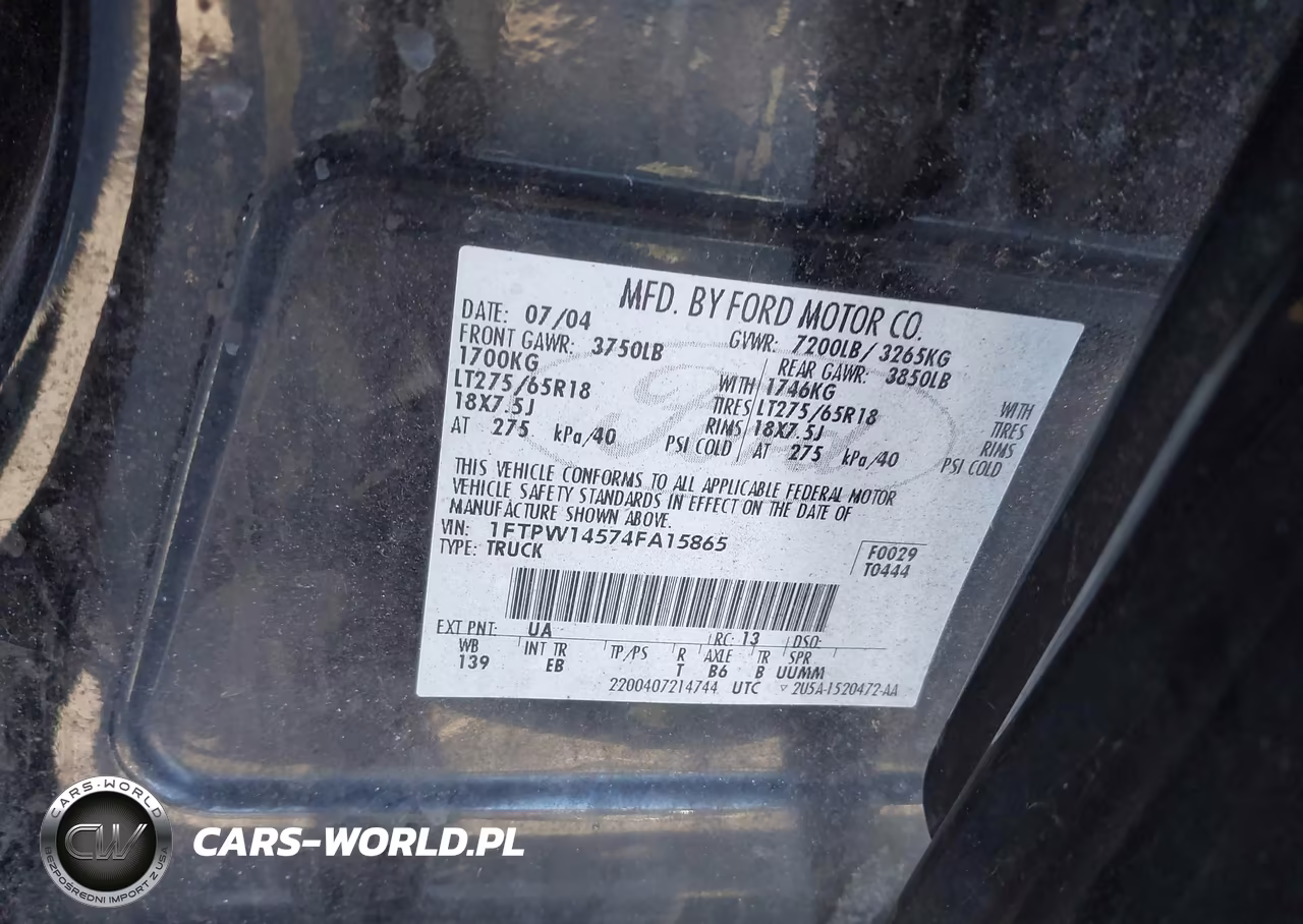 2004 Ford F-150 Fx4-Lariat-Xlt VIN:1FTPW14574FA15865 - 9
