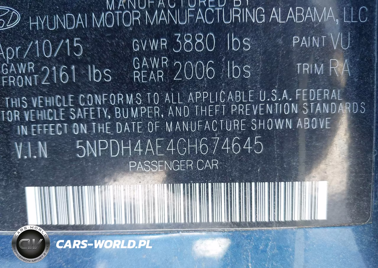 2016 Hyundai Elantra Se VIN:5NPDH4AE4GH674645 - 9