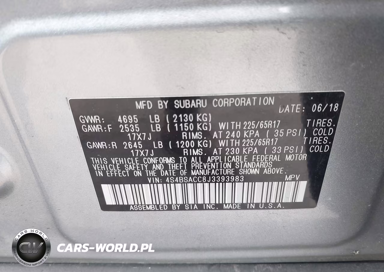 2018 Subaru Outback 2.5I Premium VIN:4S4BSACC8J3393983 - 9
