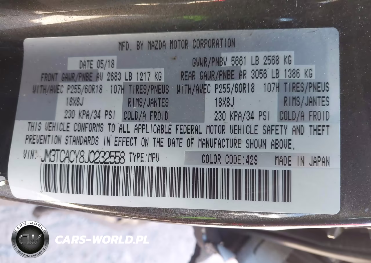 2018 Mazda Cx-9 Touring VIN:JM3TCACY8J0232558 - 9