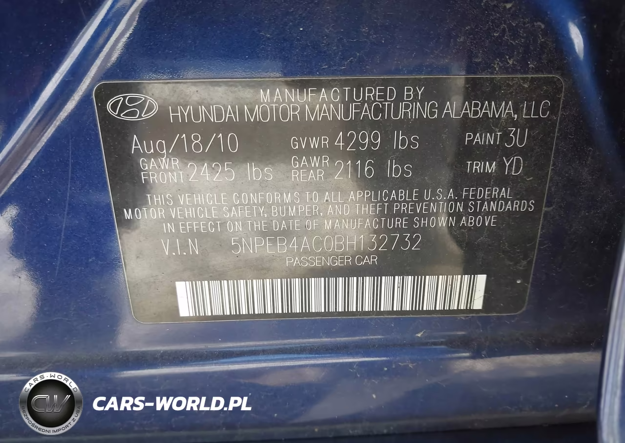 2011 Hyundai Sonata Gls VIN:5NPEB4AC0BH132732 - 9