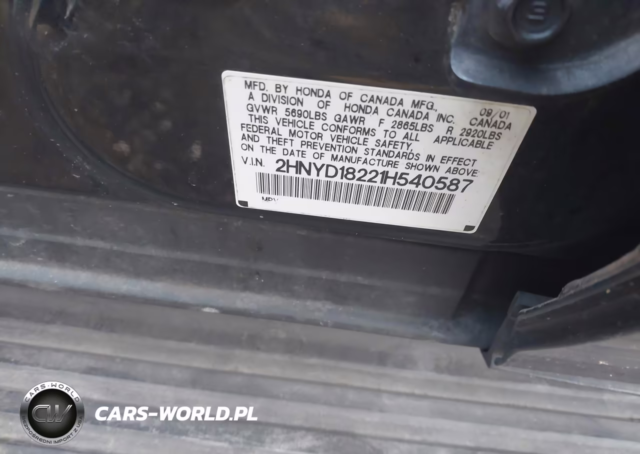 2001 Acura Mdx VIN:2HNYD18221H540587 - 9