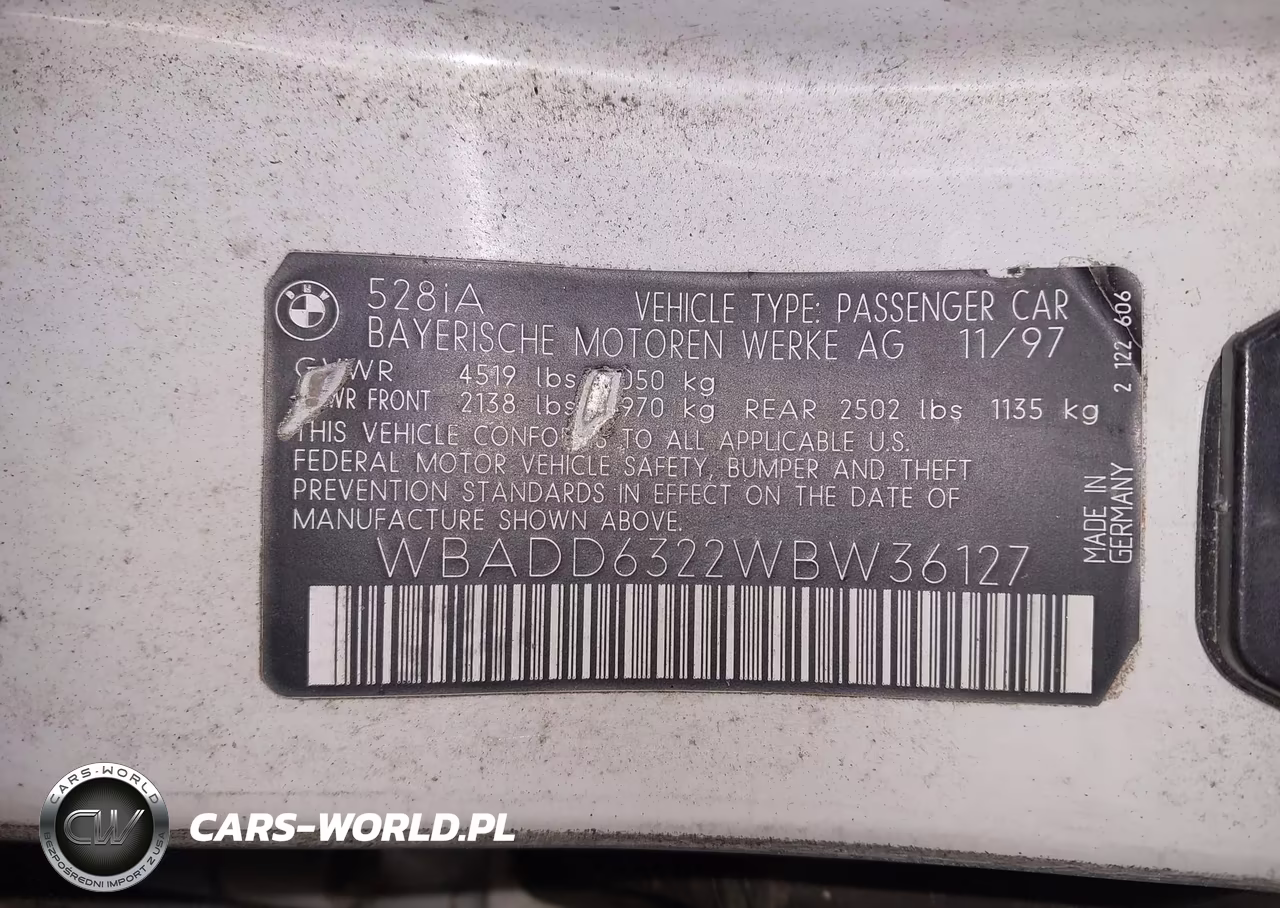 1998 BMW 528I VIN:WBADD6322WBW36127 - 9