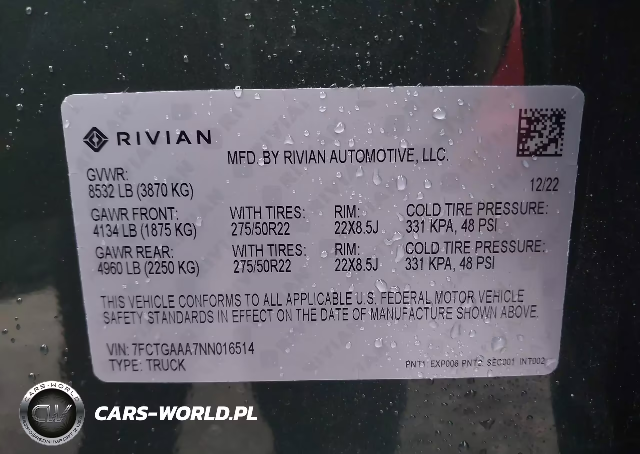 2022 Rivian R1T Adventure VIN:7FCTGAAA7NN016514 - 9