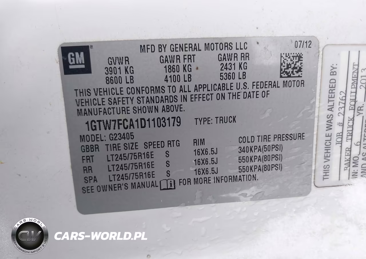 2013 GMC Savana 2500 Work Van VIN:1GTW7FCA1D1103179 - 9