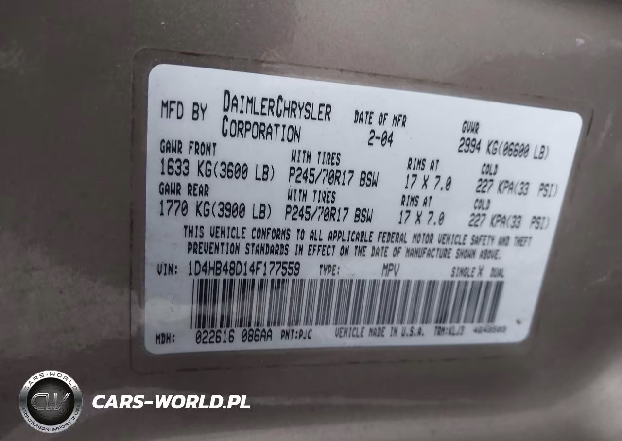 2004 Dodge Durango Slt VIN:1D4HB48D14F177559 - 9